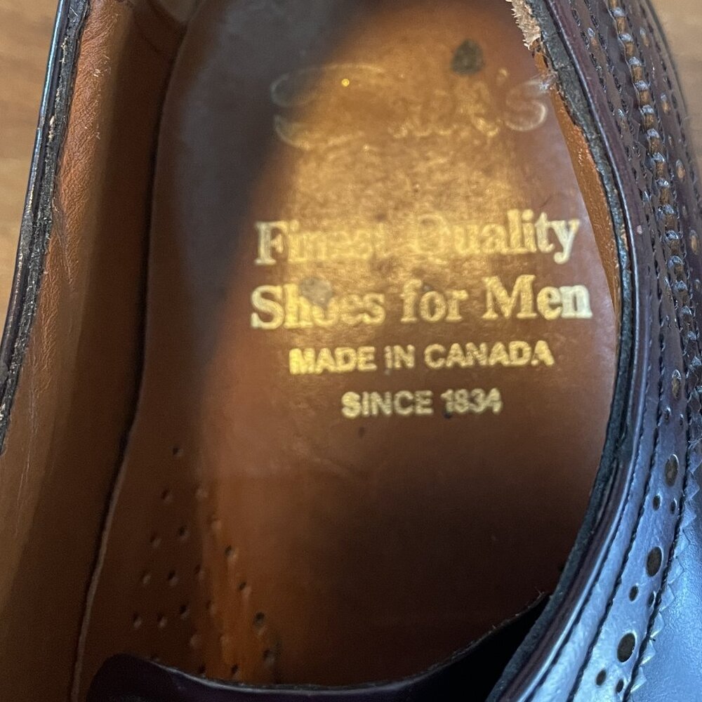 Vintage Dack's Canada Made Burgundy Wingtip Brogue Dress Shoes Mens 11.5 Leather - Picture 10 of 12